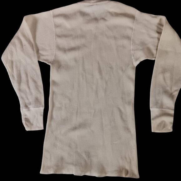 Vintage Men's Medium Thermal Shirt Long Sleeve Cream Waffle Knit J.E. Morgan USA - Picture 5 of 8
